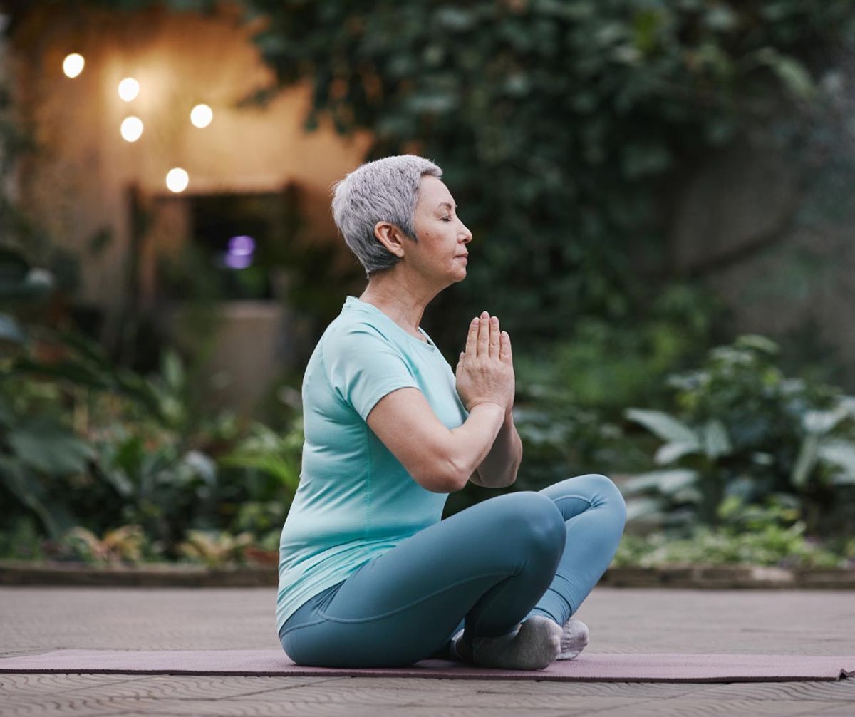 Senior meditating