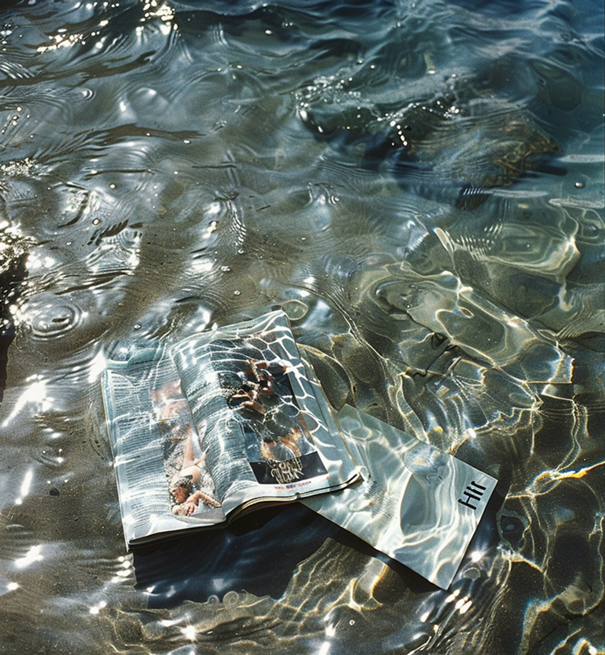 Magazine in water