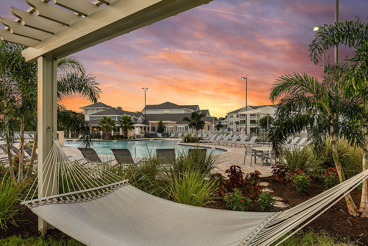 hammock with pool area in background