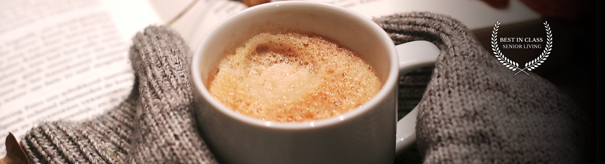 cup of coffee with autumn vibe background