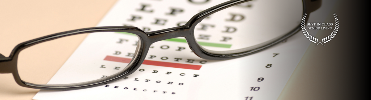 eye exam chart and glasses