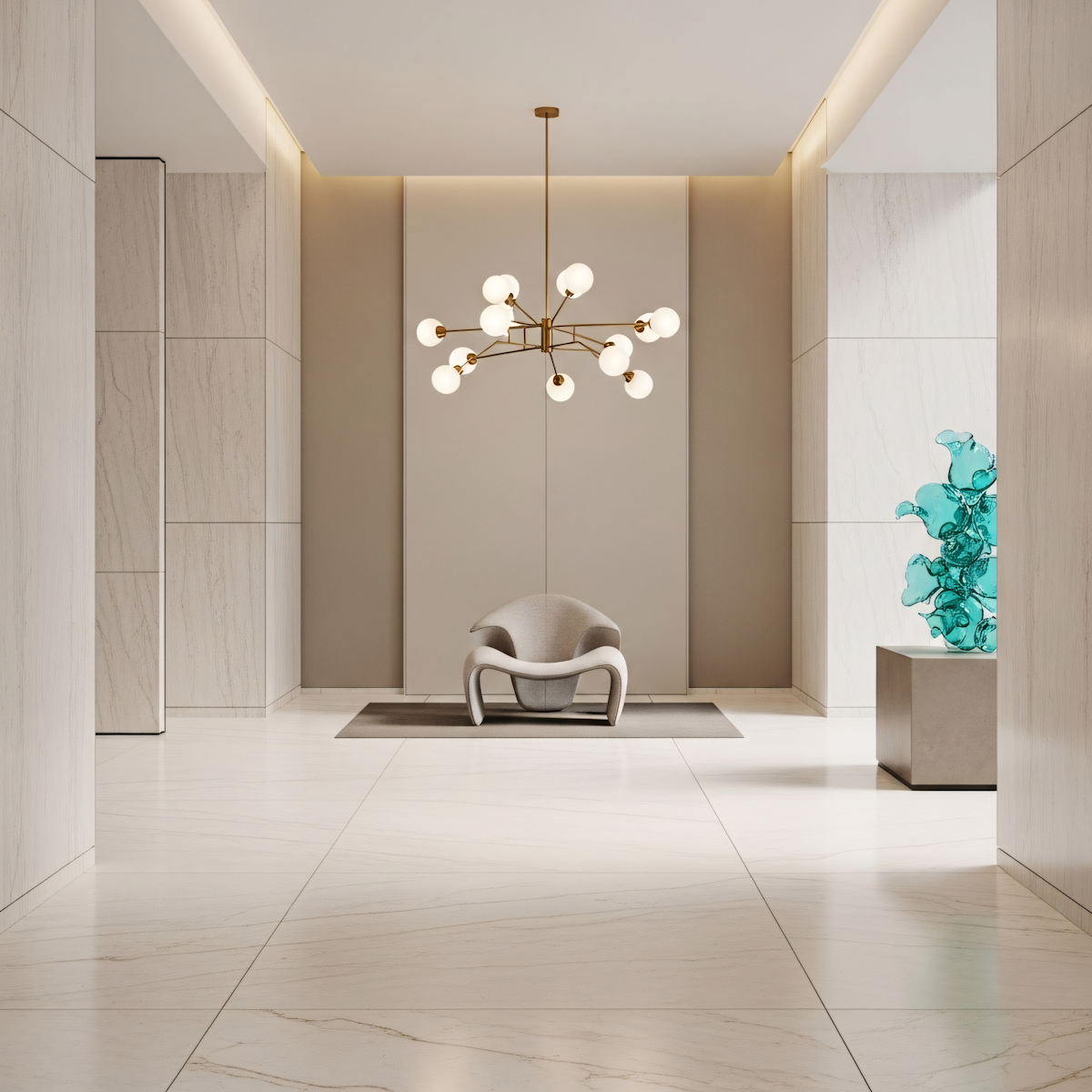 Sleek chair in minimalist room