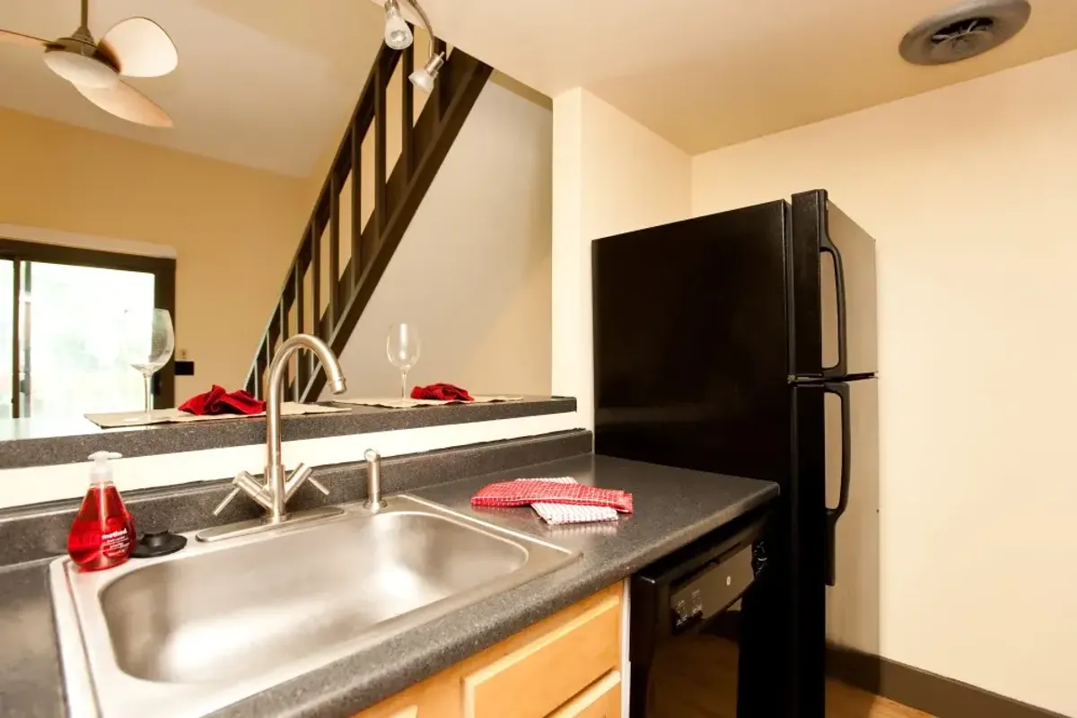 Kitchen sink and firdge