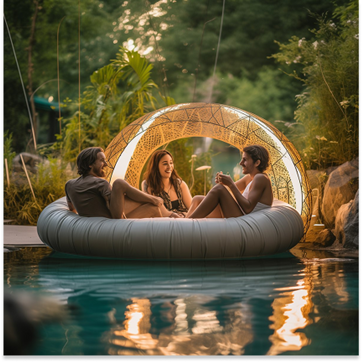 group of people in pool