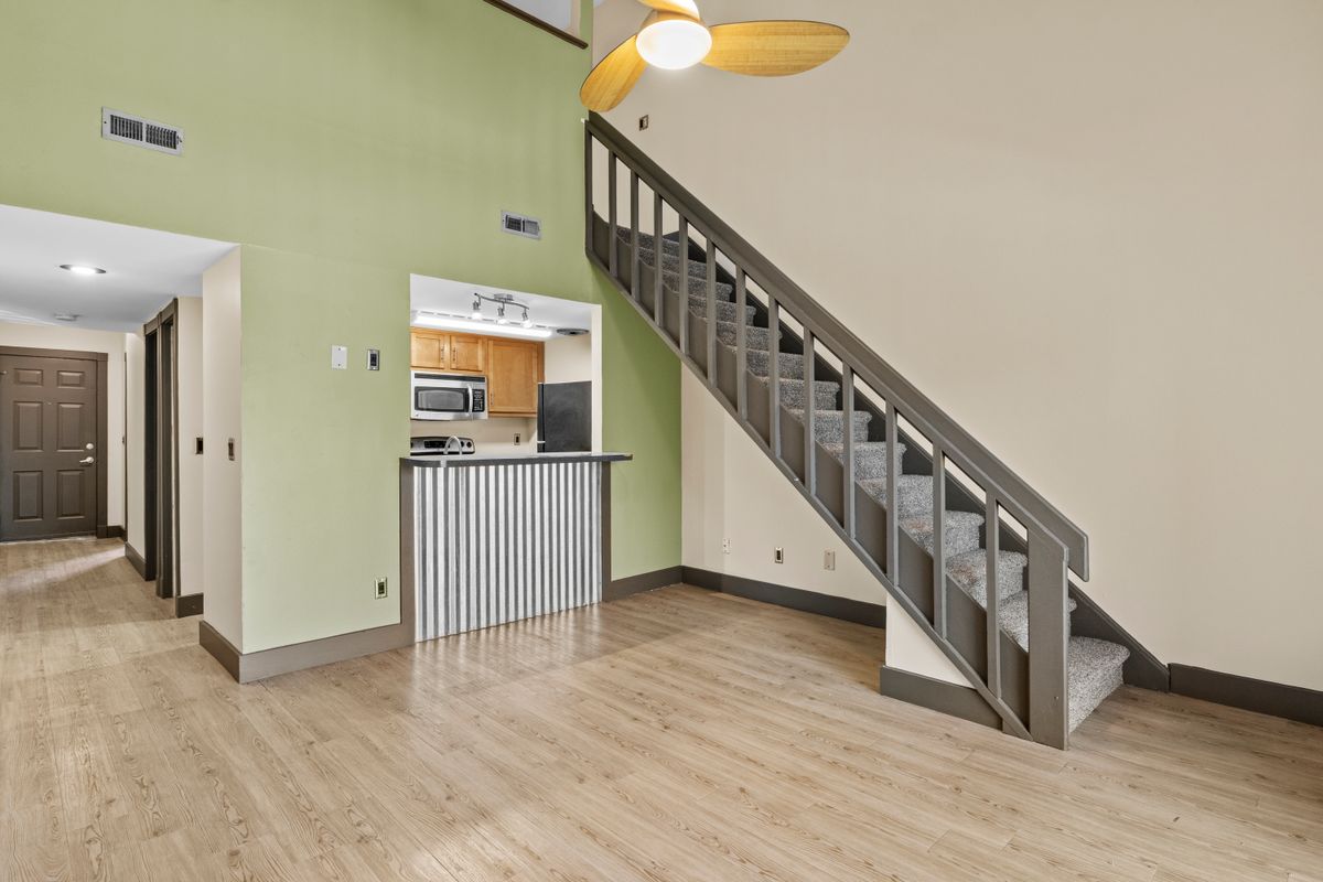 Living room and bar area