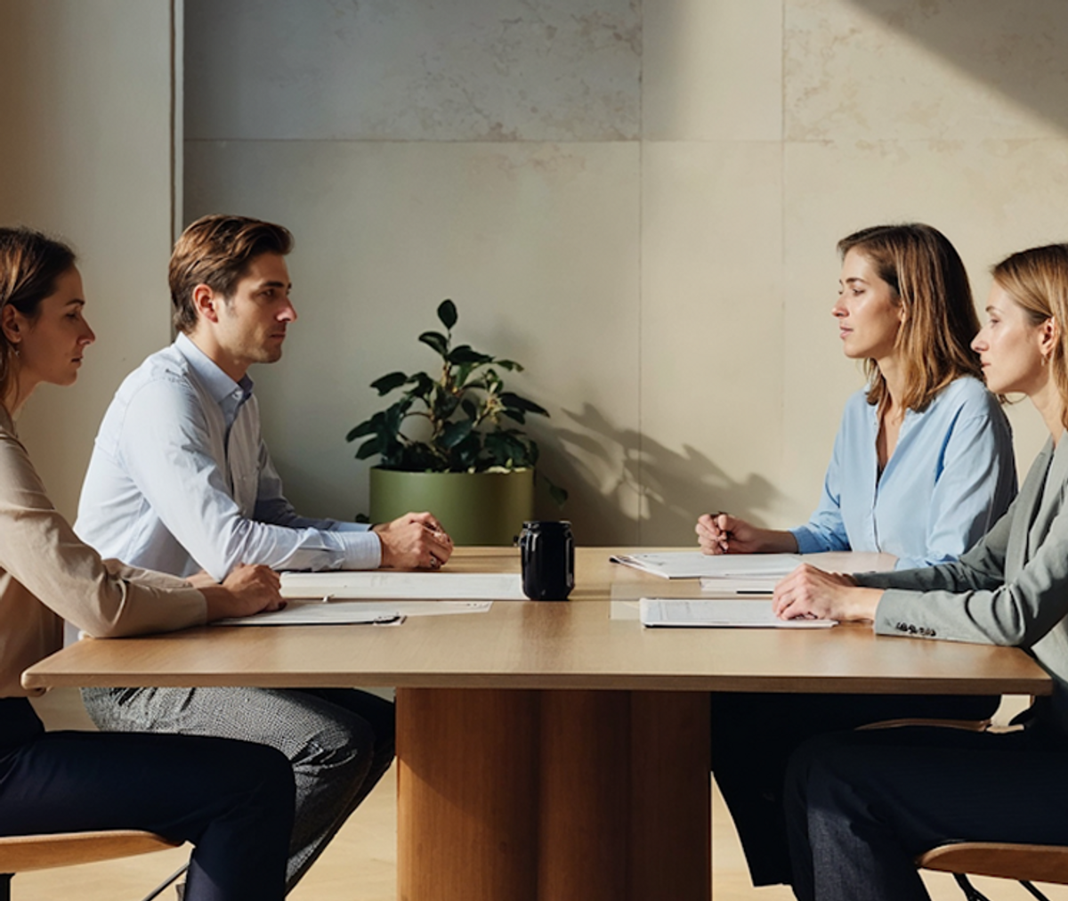 People collaborating in a meeting