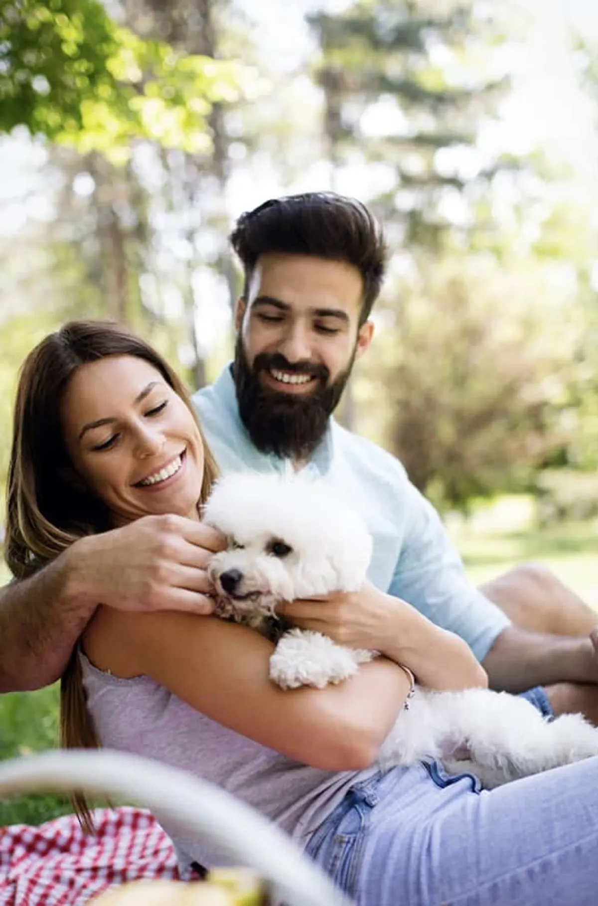 Woman holding puppy