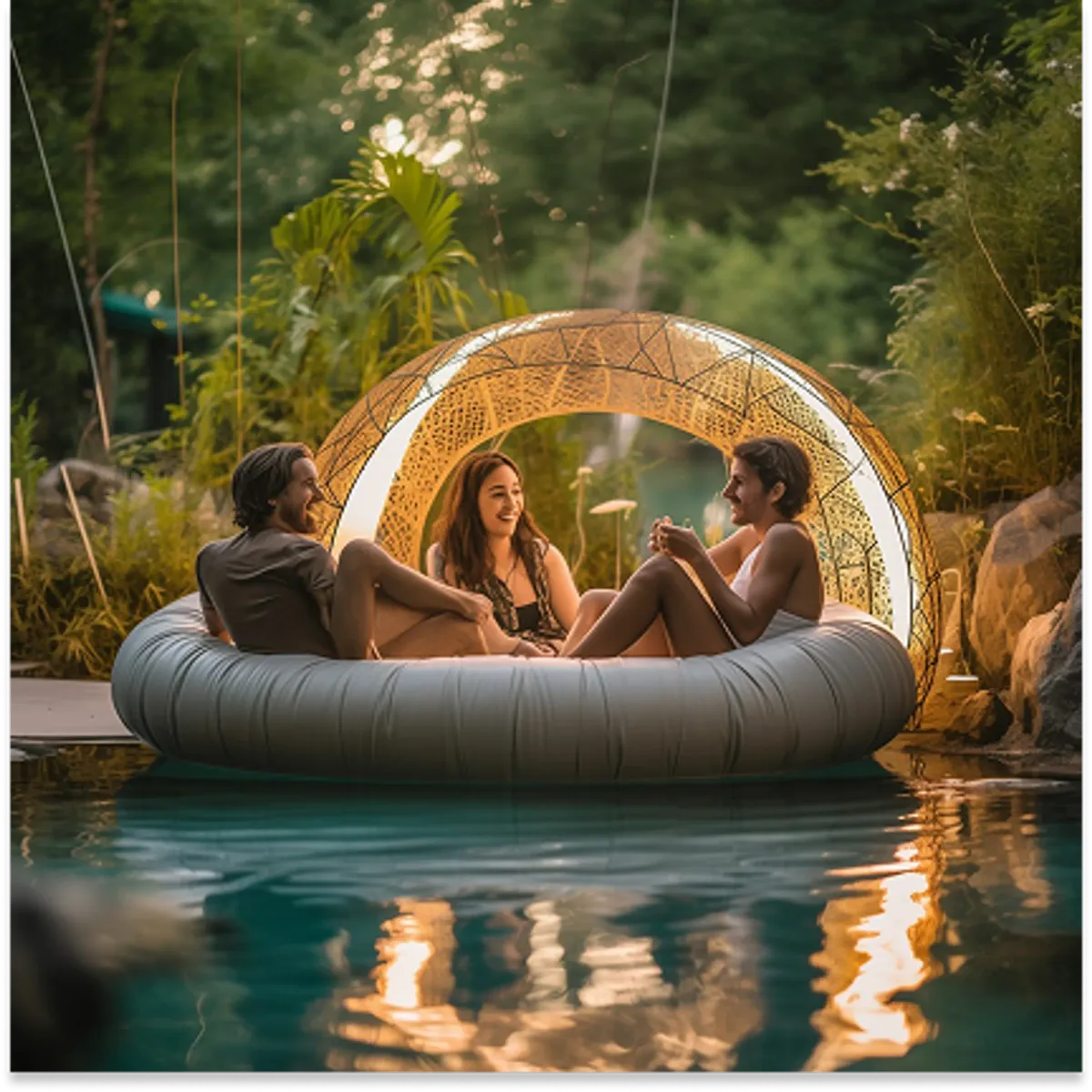 group of people in pool
