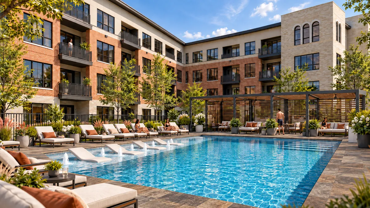 Pool & Courtyard rendering at The Eddy