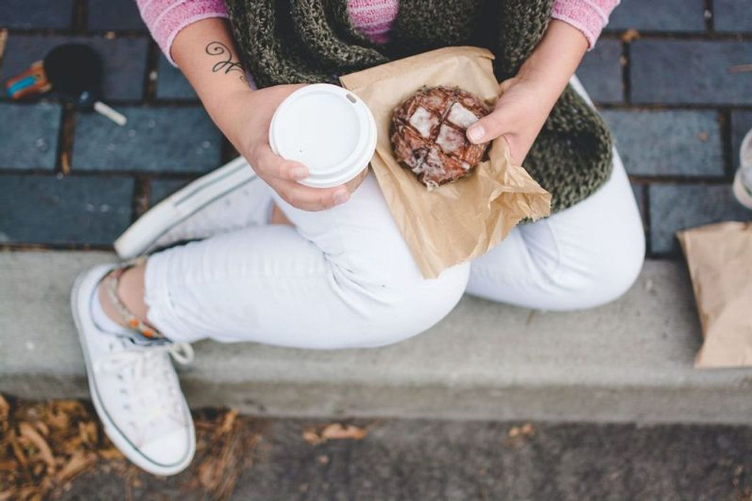 woman enjoying pastry